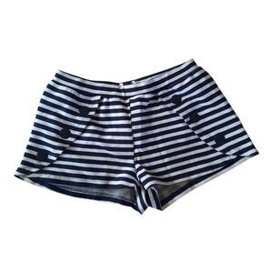 Zara High Waist Blue and White Striped Shorts